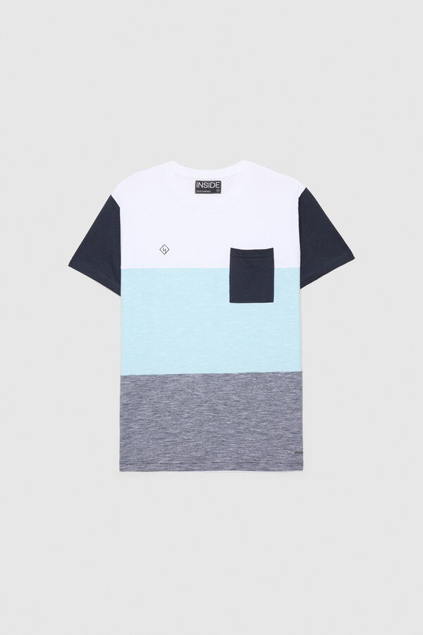 Springfield Camiseta Textura Color Block blanco