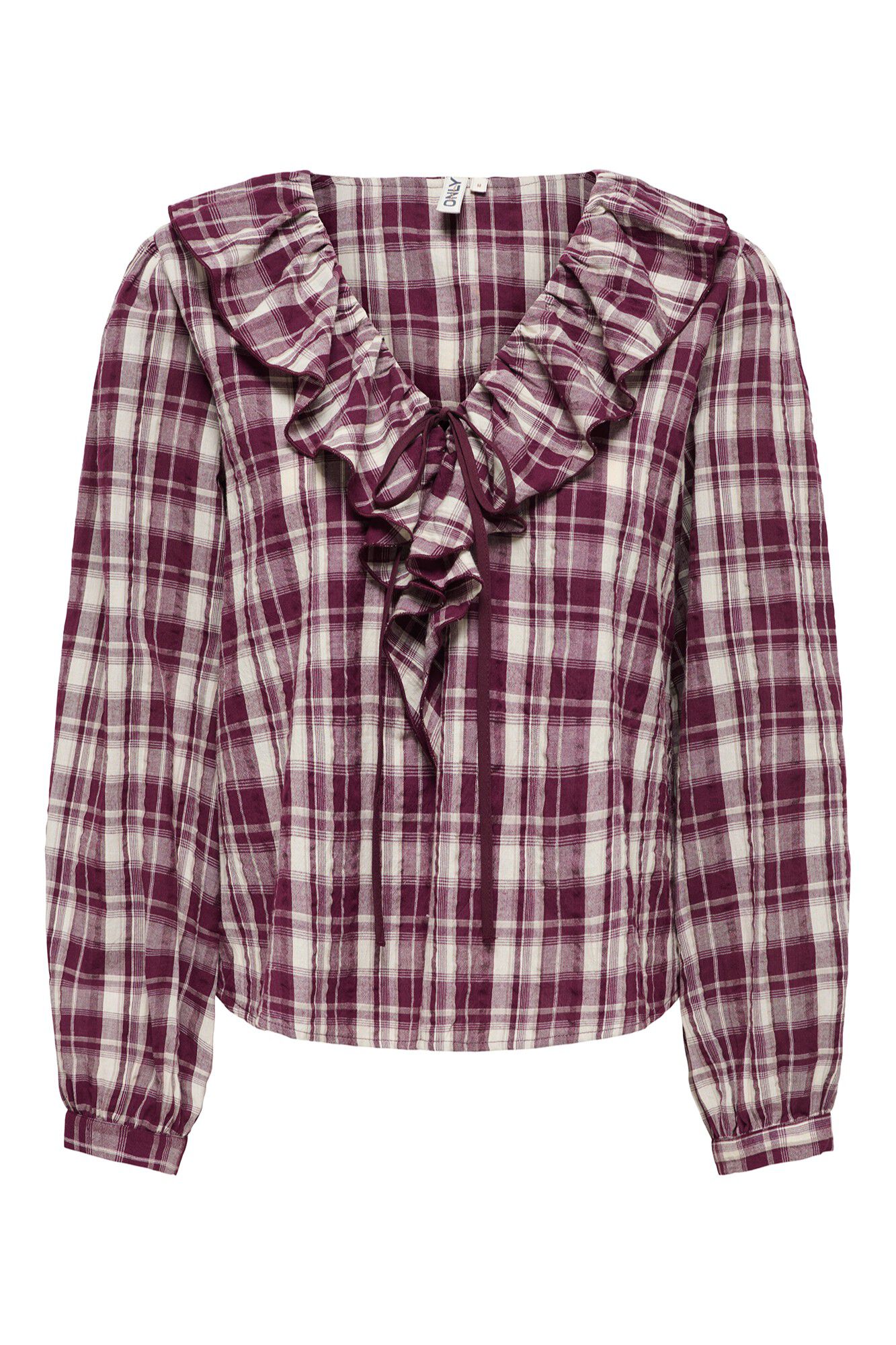 Only Bluse mit R&uuml;schen und Karos
