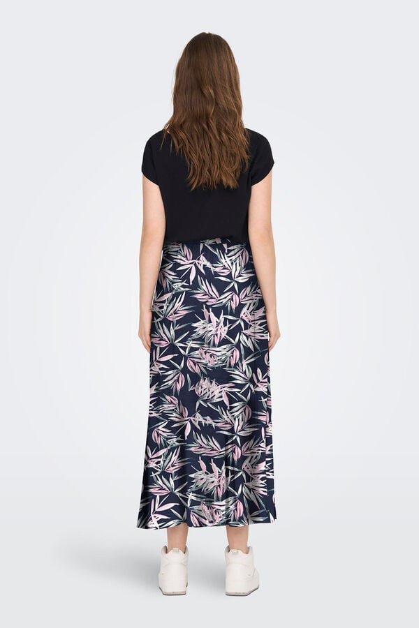 Springfield Long printed skirt with elasticated waistband grey mix