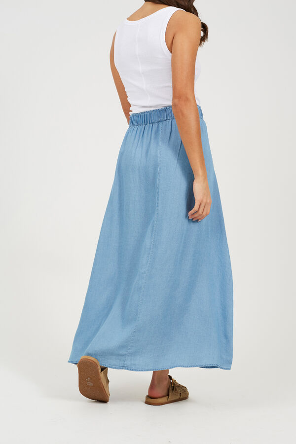 Brave Soul Falda midi con cintura el&aacute;stica azul