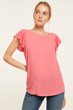 Springfield Cap sleeve two-material T-shirt strawberry