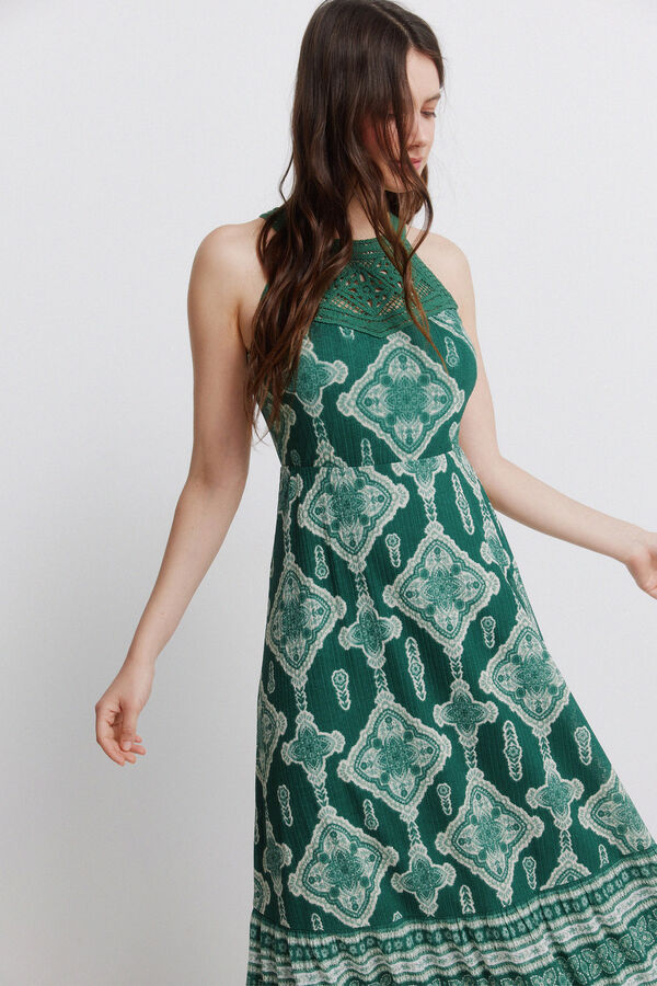 Springfield Crochet halterneck dress green