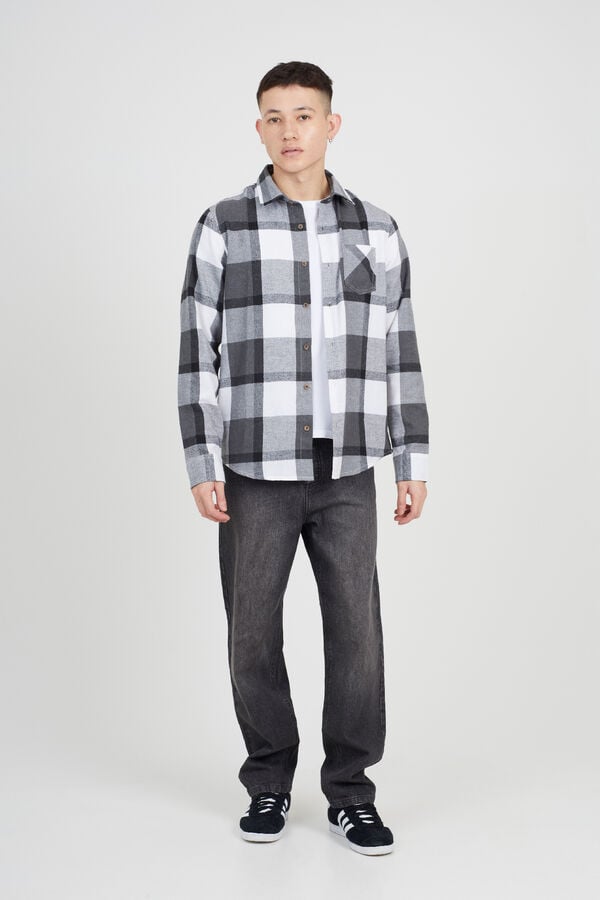 Brave Soul Camisa xadrez cinzento