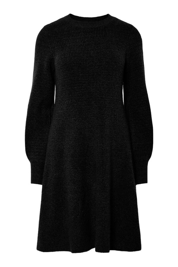 Pieces Vestido punto corto pu&ntilde;os negro