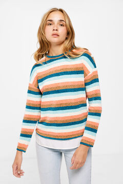 Springfield Multicoloured stripe chenille T-shirt camel