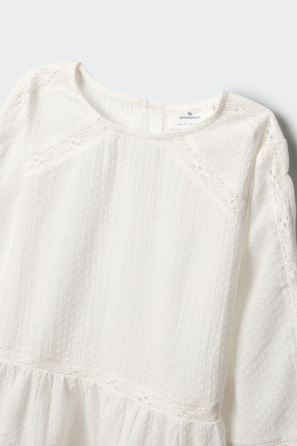 Springfield Kids Blusa blanca bordados ni&ntilde;a blanco