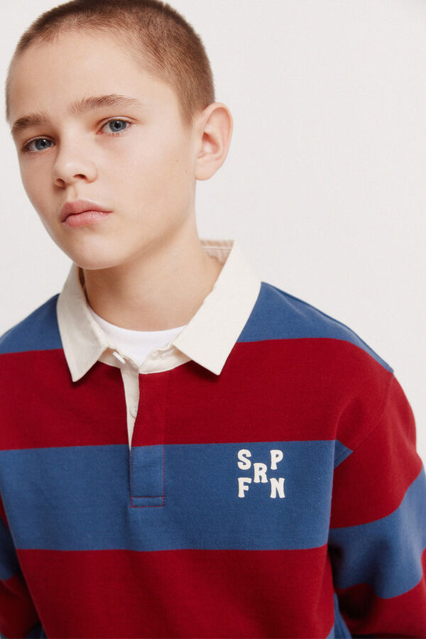 Springfield Kids Prugasta ragbi majica polo za dečake Crvena