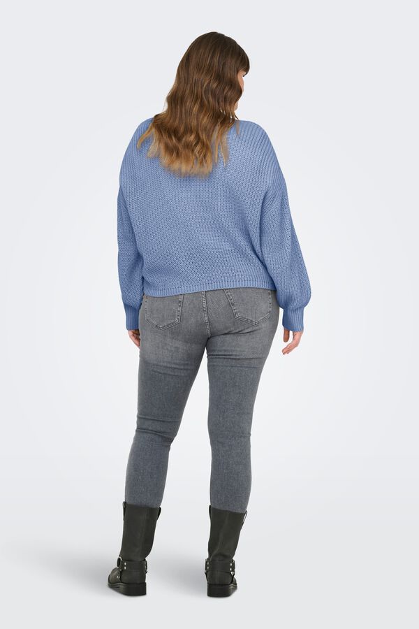 Only Carmakoma Casaco de malha com fecho de bot&otilde;es tamanho grande azul