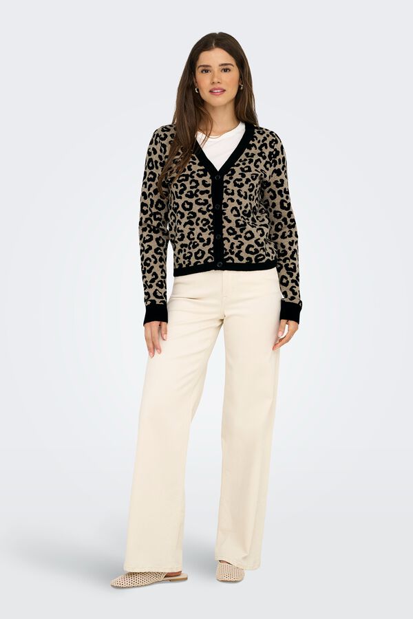 Only Animal print cardigan black