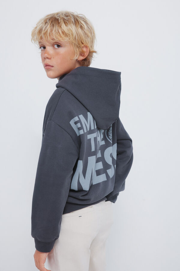 Springfield Kids Sweatshirt "Abrace a bagun&ccedil;a" para capuz cinzento
