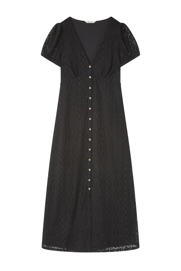 Springfield Crochet midi dress with buttons black