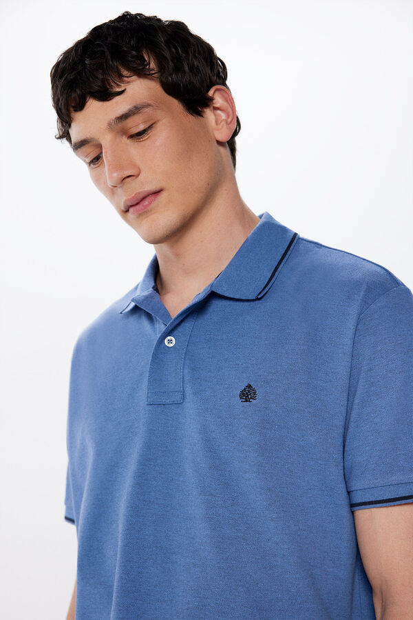 Springfield Two-tone regular fit piqué polo shirt blue