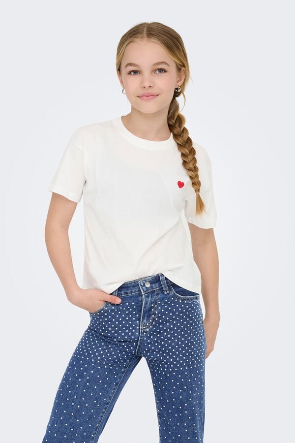 Only Girls Camiseta cropped manga corta blanco