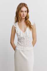 Springfield Lace ruffle top printed