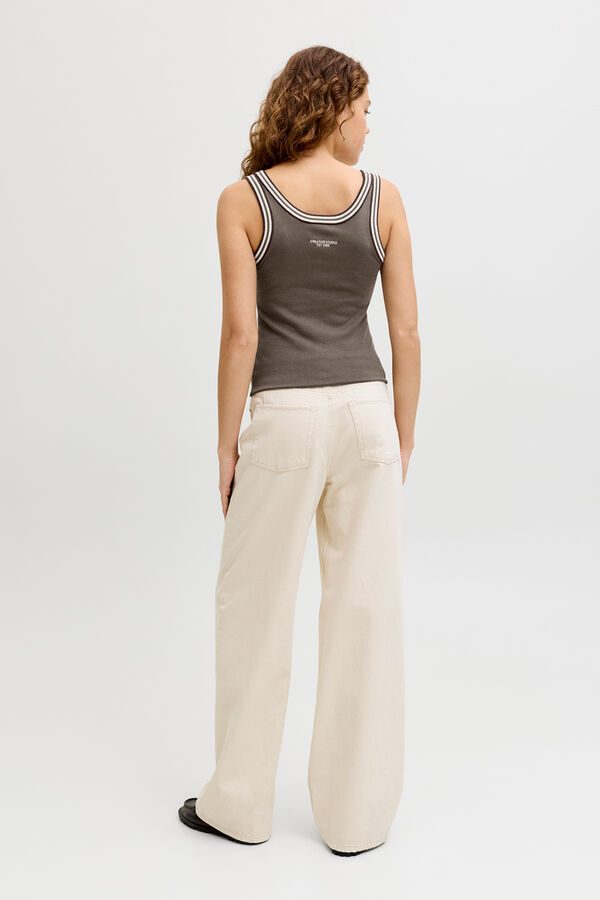 Jack & Jones Top de malha canelada de al&ccedil;as cinzento