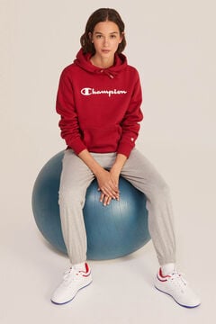 Springfield Women's classic cut hoodie. Small contrast logo and elasticated waistband. 260 GSM light fleece-back poly-cotton. red
