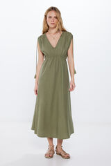 Springfield Tunikakleid Midi Baumwolle Leinen mit Print