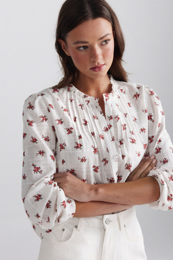 Springfield Structured ruffle shirt printed