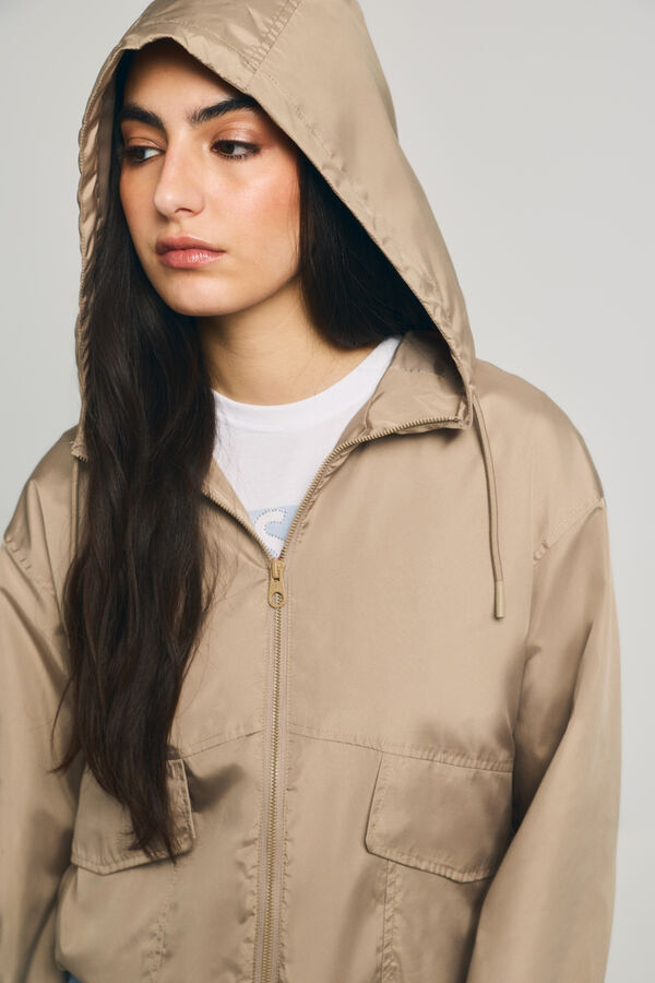 Only Chaqueta con capucha beige