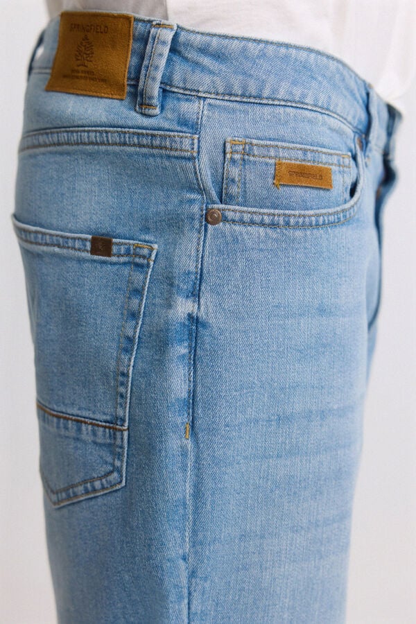 Springfield Bermuda en jean ultra l&eacute;g&egrave;re slim fit bleu
