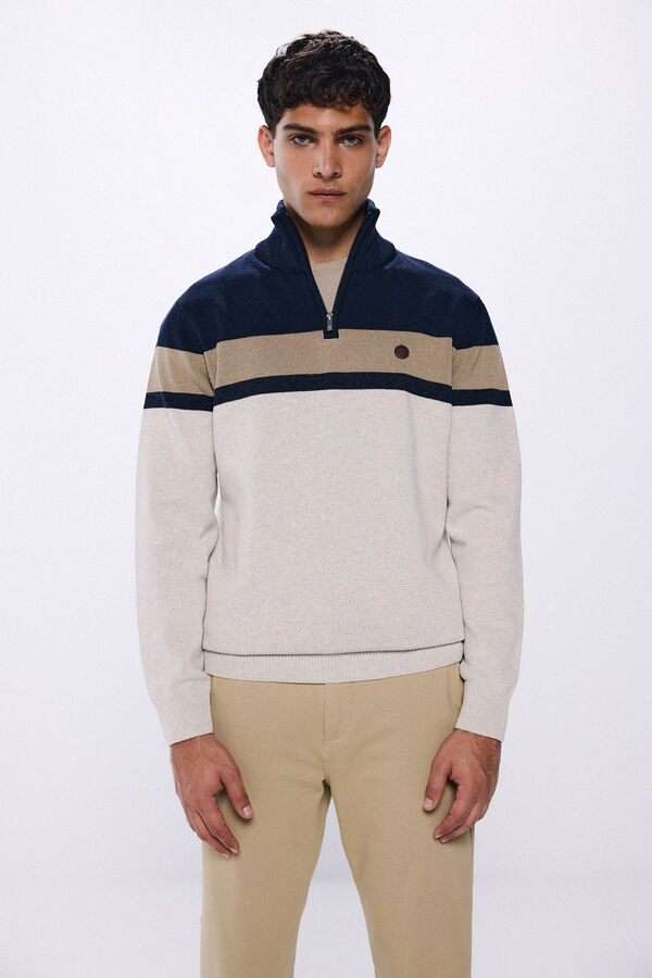 Springfield Color block zip fastening jersey tamnosiva