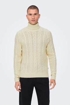 Springfield High neck crochet knit jumper white