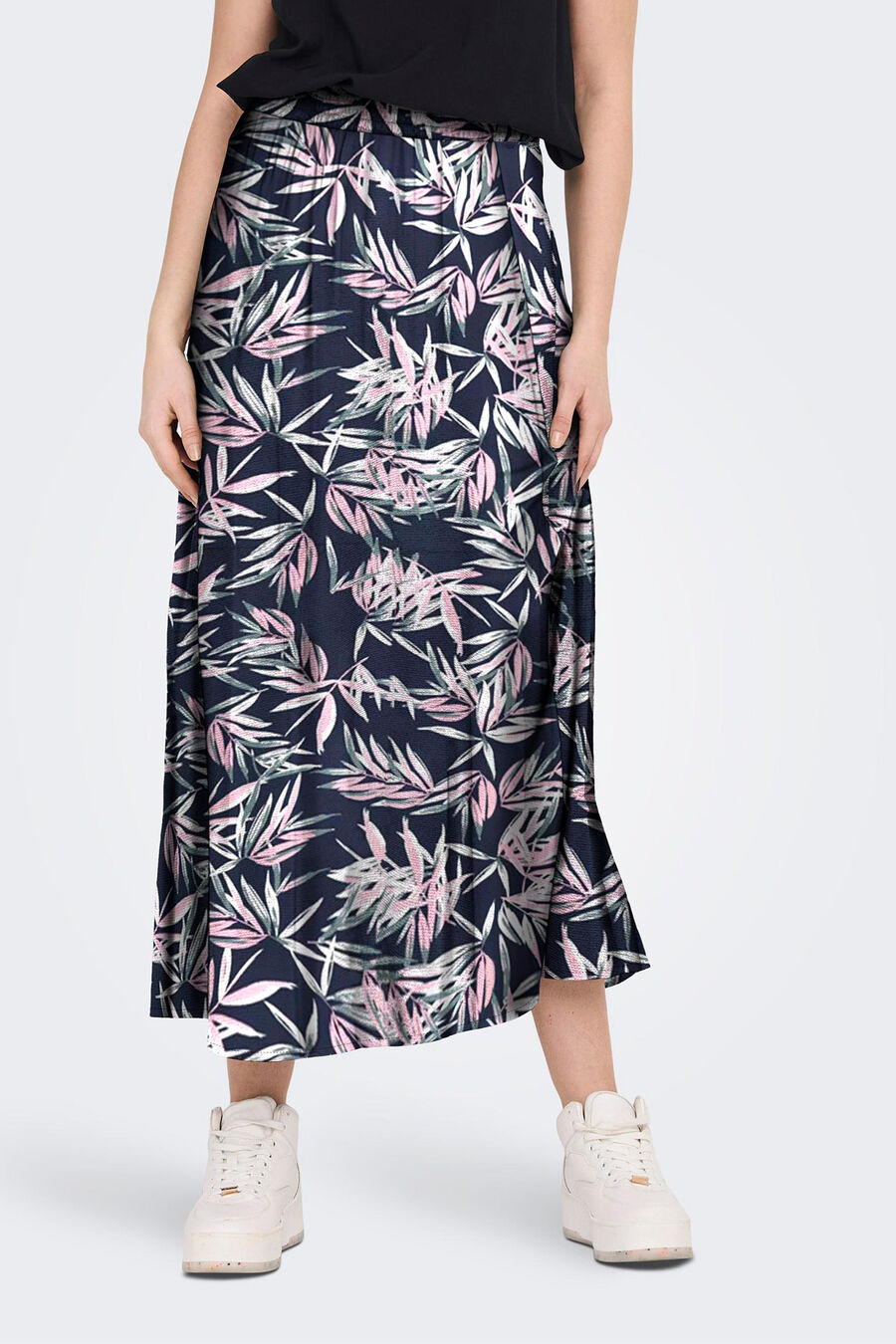 Falda larga estampada cintura elástica