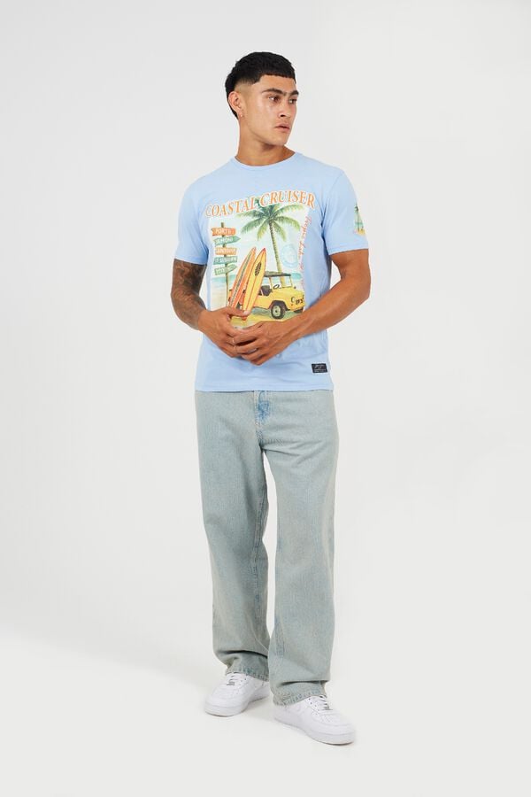 Brave Soul Printed short sleeve T-shirt blue
