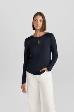 Springfield Crochet shoulder long sleeve T-shirt