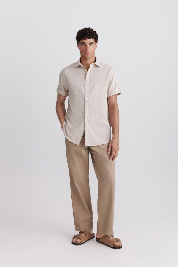 Springfield Short sleeve turn-up shirt grey