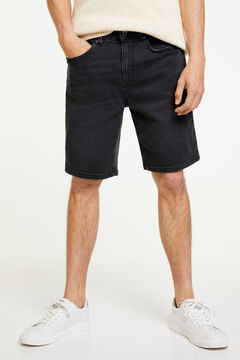 Springfield Regular essential washed black denim Bermuda shorts light gray