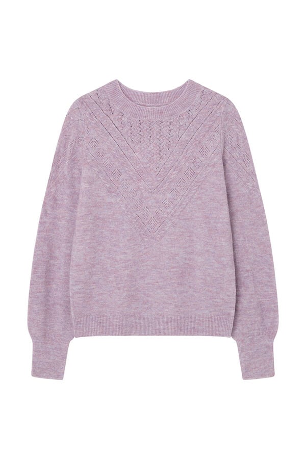 Springfield Pullover mit Pointelle-Details lila