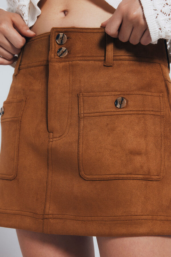 Springfield Short suede skirt nude