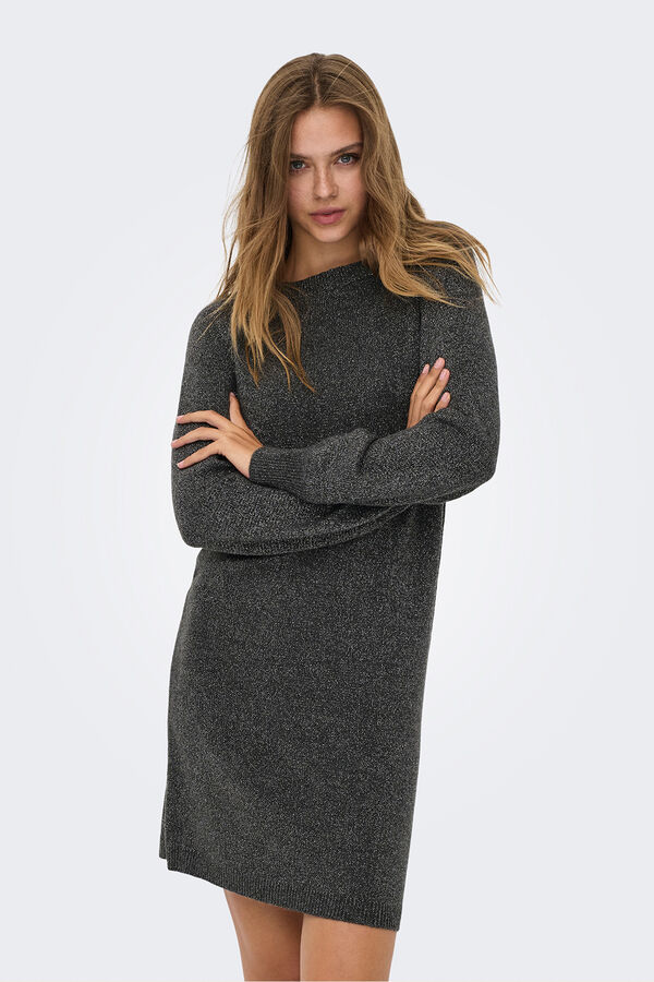 JDY Vestido corto punto lurex gris