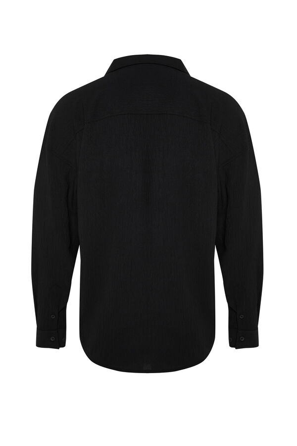 Trendyol Camisa flu&iacute;da manga larga negro