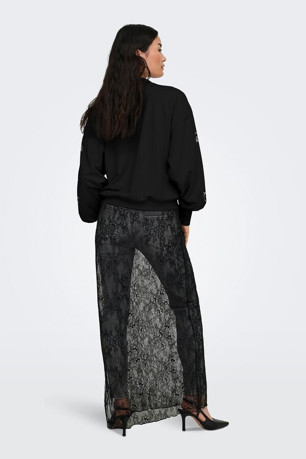 Only Sweatshirt mit Stickereidetails Schwarz