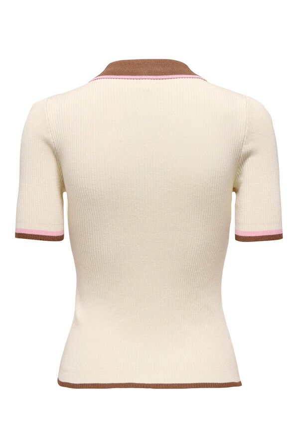 Only Ribbed jersey-knit polo shirt brown