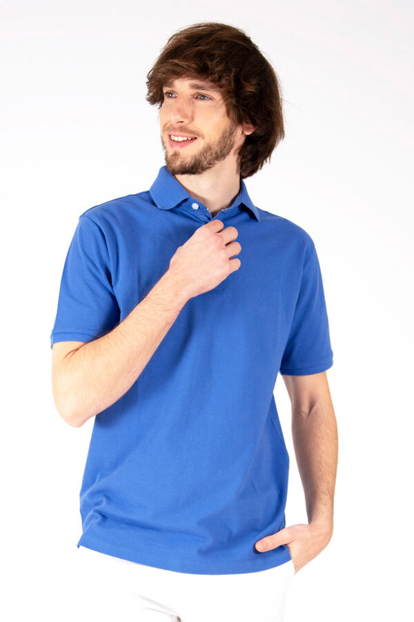Springfield Short-sleeved piqué polo shirt plava