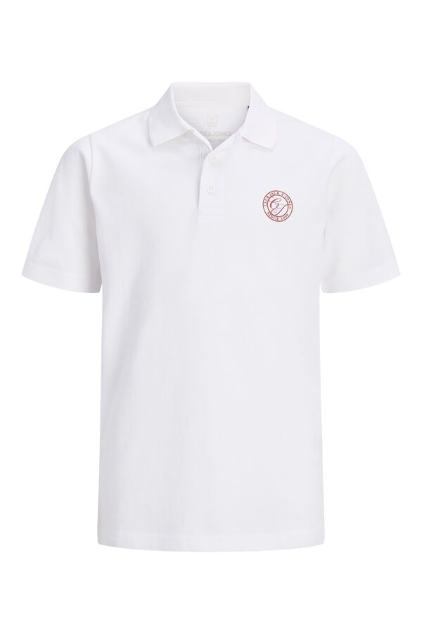 Jack & Jones Junior Plain cotton regular fit polo shirt white