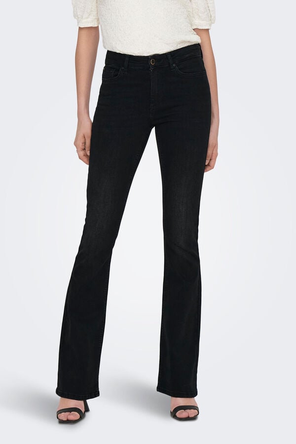 Springfield Jeans Flare de cintura alta negro