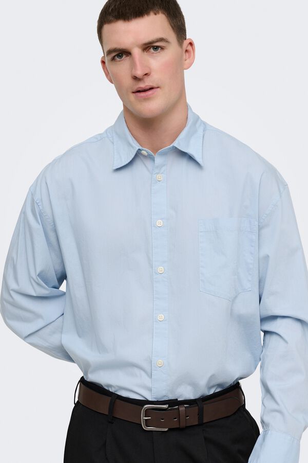 Only & Sons Langarm-Hemd Blau
