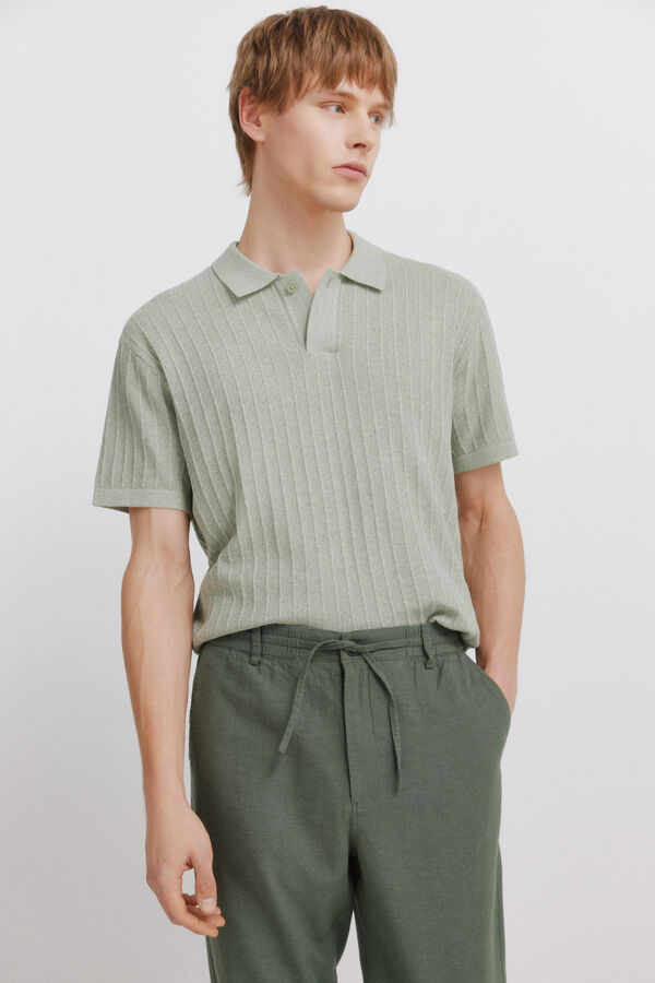 Springfield Linen comfort fit chinos printed