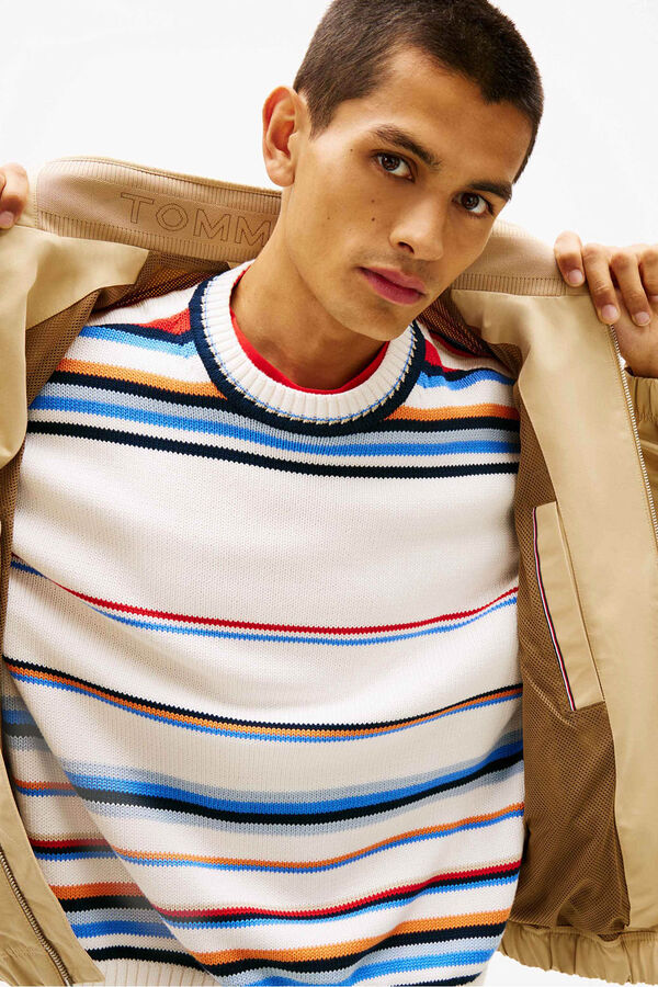 Tommy Jeans Cazadora Harrington cremallera beige