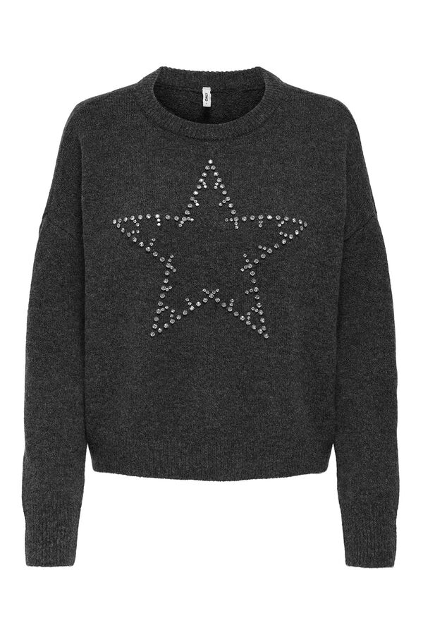 Only Pullover mit Schmuckdetail Grau