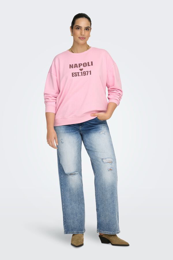 Only Carmakoma Sudadera texto frontal talla grande rosa