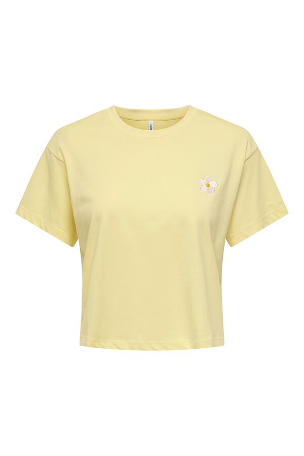 Only Camiseta crop manga corta amarillo