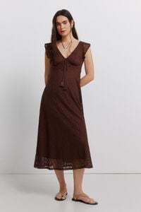 Springfield Short sleeve ruffle midi dress