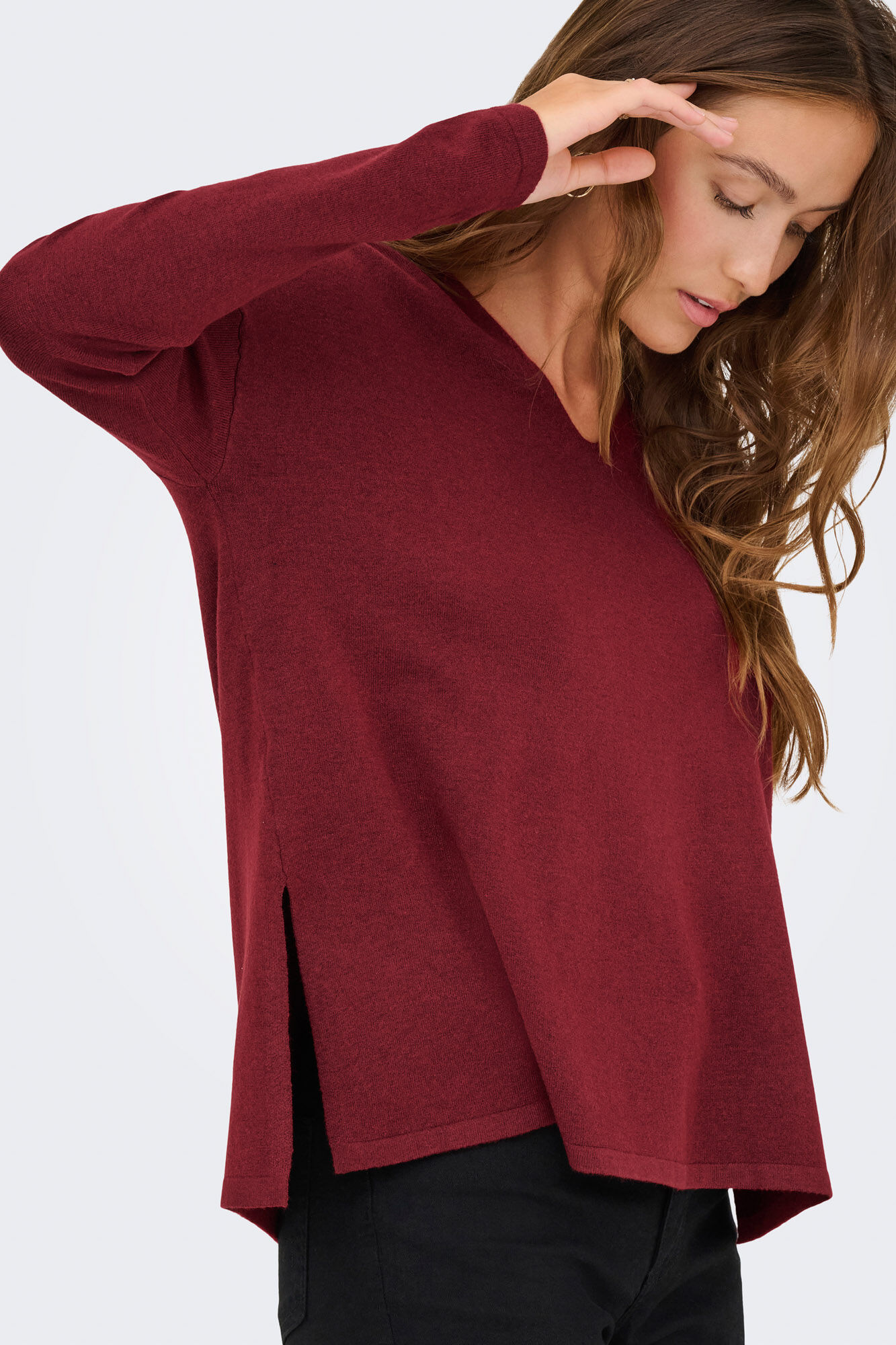 Only Oversize- Pullover mit V-Ausschnitt, spitz zulaufend Ausschnitt