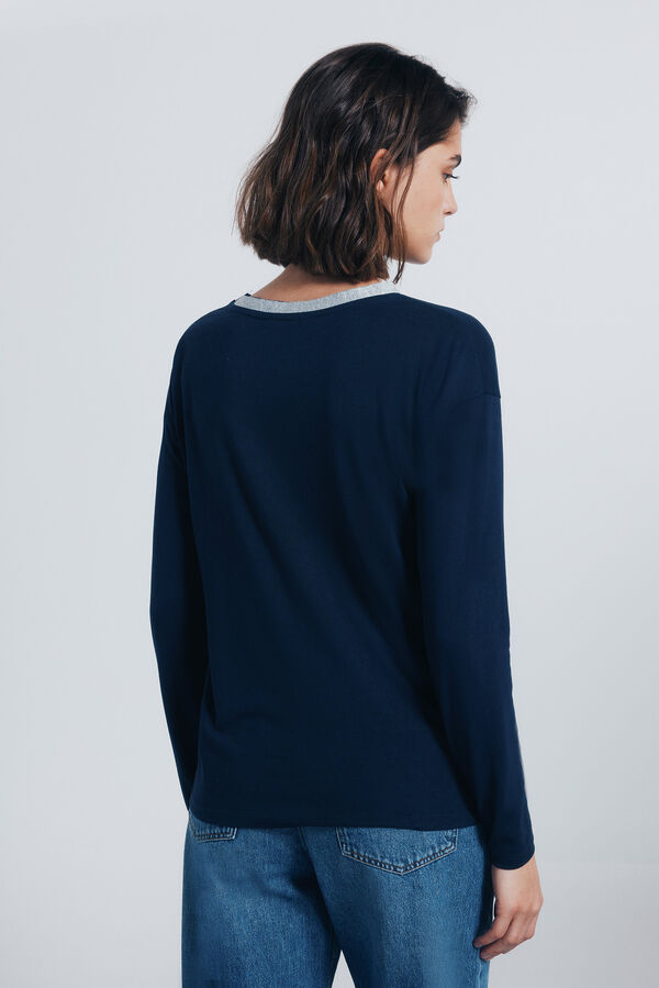 Springfield Lurex neck t-shirt blue