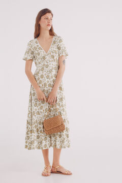 Springfield print lace midi dress yellow